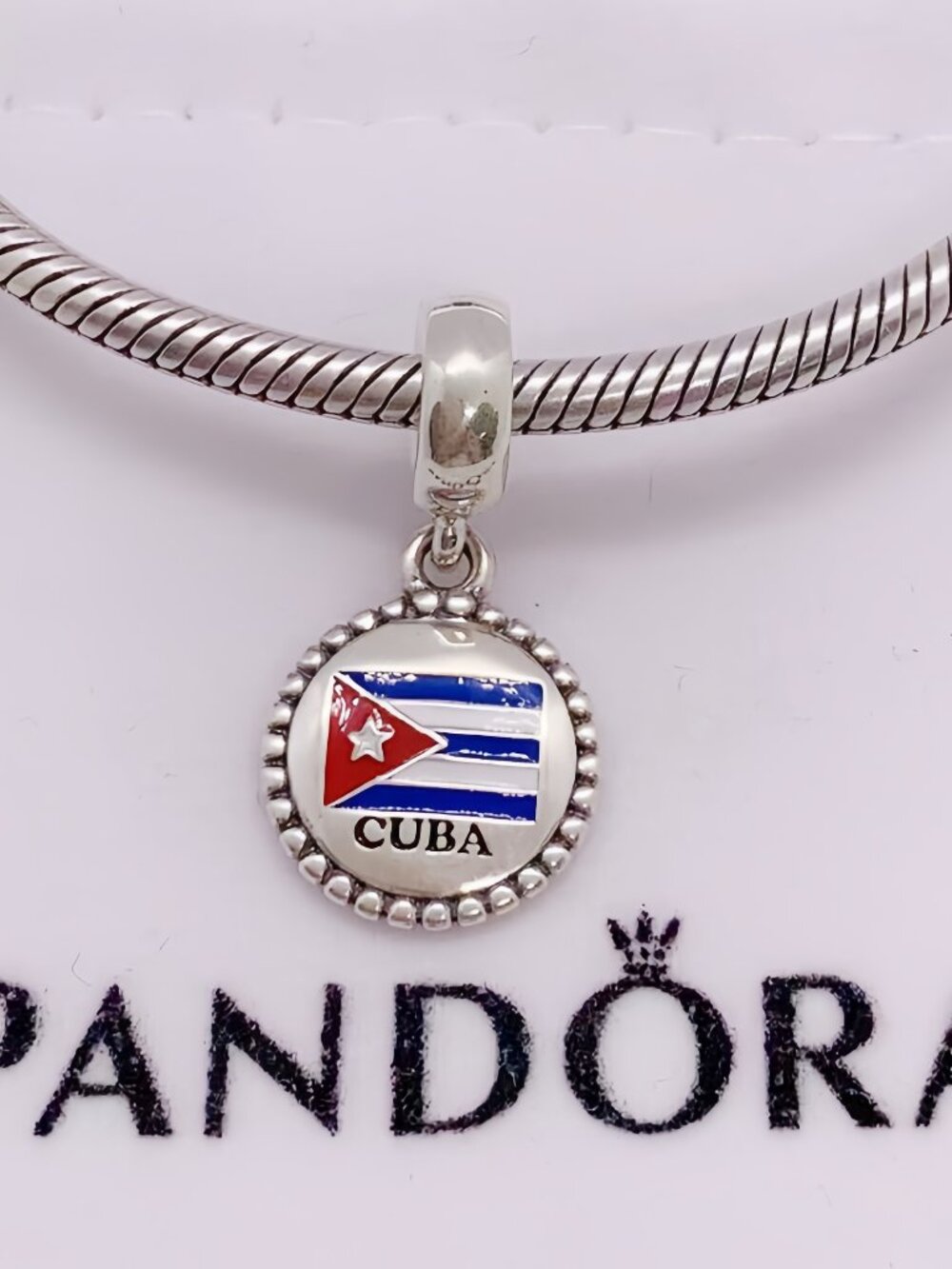 Pandora Cuba Flag Charm S925 Silver with box